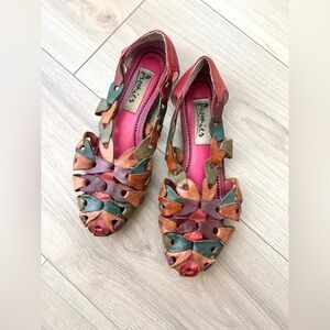 VINTAGE colorful leather huaraches / size 7.5